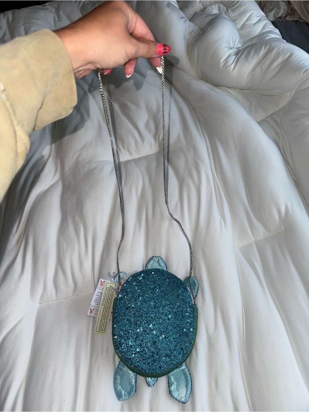 Blue Sea Turtle Beaded Shoulder Bag/Crossbody Bag Handmade in India New with Tag - Picture 10 of 15